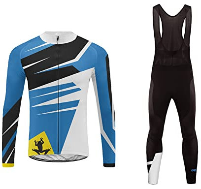 UGLY FROG Winter Fahrradtrikot Herren Langarm, Thermo Fleece Radbekleidung mit durchgehendem Reißverschluss, Reflexstreifen und Warmhaltende Lange Radhose
