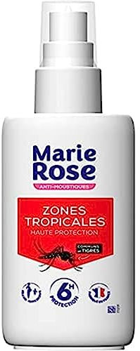 MARIE ROSE - Spray Anti-Moustiques Haute Protection Zones Tropicales - 100ml - Protection Efficace Contre Les Moustiques Tropicaux Et Tigres, Translucide