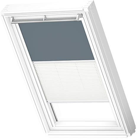 VELUX Original Dachfenster Duo Verdunkelungsrollo für CK02, Blaugrau, mit weißer Führungsschiene