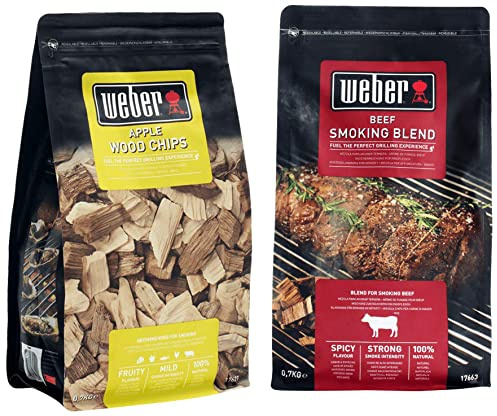 Weber 17621 Saco de virutas para ahumar Manzano + – Virutas Beef 700 g, Negro, 30.5 x 27.2 x 15.2 cm, 17663