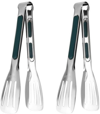Pinze da Cucina 2 Pezzi Pinza per Alimenti Pinza per Alimenti Morsetto Multifunzione in Acciaio Inox per Barbecue, Bistecca, Hamburger, Pasta, Dessert