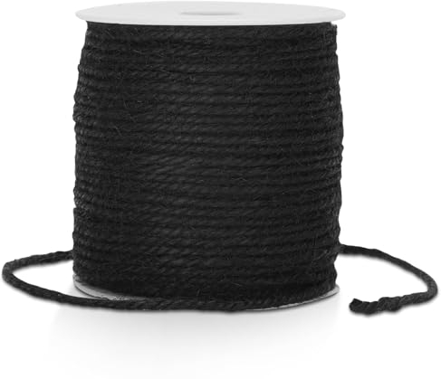 G2PLUS 100M Ficelle en Jute Corde Naturelles Ficelle en Jute,Corde de Chanvre Noire 3mm Ficelles de Jardinage,pour Jardinage Décoration, Artisanat L'emballage