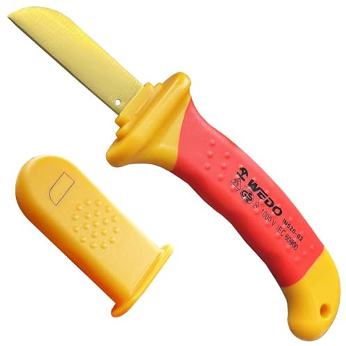WEDO Insulation Cable Cutter, Insulation Electrician Knife (Straight) VDE 1000V,Blade 50mm,Length 180mm,Sheath type Cable Knife for Cable & Duct Slitting and Dismantling