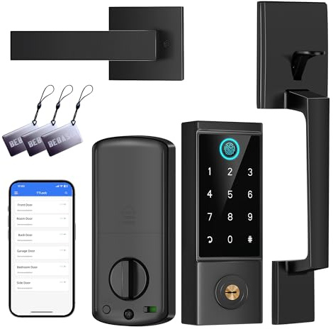 BEBASIA APP Fingerprint Smart Door Lock with Front Door Handle Sets