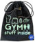 KEPI - Turnbeutel Wasserdicht, Sportbeutel Groß, Ökologisch Tasche für Schuhe und Sportbekleidung, Recyclingmaterial, Turnbeutel Damen und Herren - Schwarz Karbon, Beidseitiger GYM Aufdruck