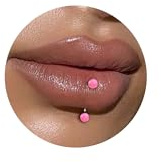 ESHIONER G23 Titanio Ceja Piercing Joyería Rook Vertical Labret Barra Labial Tragus Labret Daith Anillo de la ceja Ojos de serpiente Piercing Lengua Bola de plata Rosa Opal 6mm 16g Banana