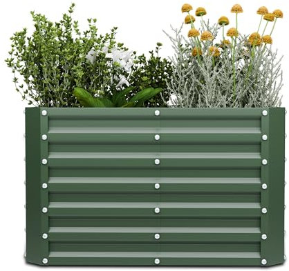 blumfeldt High Grow Straight - Aiuola Rialzata, Fioriera da 600L in Acciaio Galvalume Resistente alle Intemperie per Fiori, Erbe & Ortaggi, Design Ergonomico con Fondo Aperto & Montaggio Facile