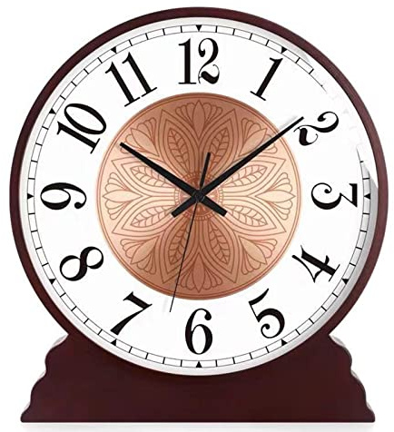 GKJHTED Relojes de chimenea de madera maciza, silencioso reloj de escritorio decorativo, reloj de estantería, fácil de leer, funciona con pilas para salón, chimenea, oficina, cocina/D