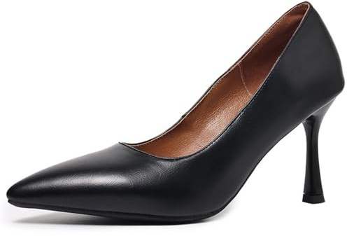 Qynthra Zapatos de Vestir Elegantes Punta Afilada Tacón de Aguja Tacón Alto Slip On Pumps Formales Tacones de Novia para Recepción de Boda y Fiestas Nocturnas de Cóctel,Negro,38 EU