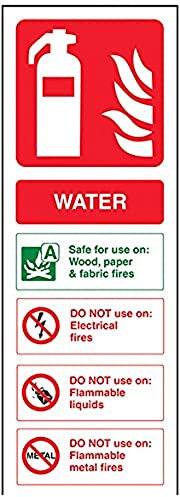 vsafety 11001 aj-s Panneau extincteur, l'eau d'identité, autocollant, Portrait, 100 mm x 280 mm, vert/rouge
