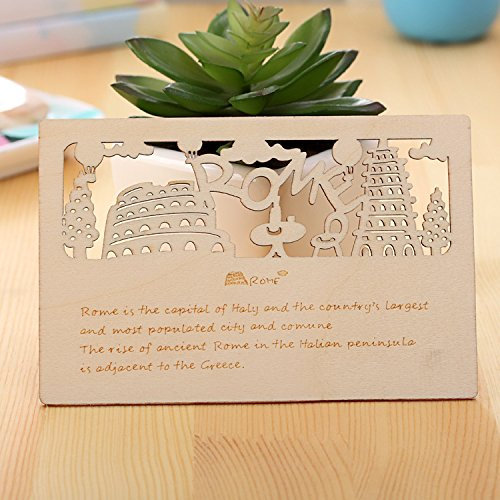 Cartolina Segnalibro Biglietti d'auguri Inviti Partecipazione Materiale Legno Elegante Taglia Con laser Ideale regalo (ROMA)