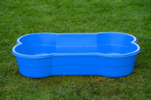 DogsLand Hundepool für große Hunde, 120cm x 25cm x 80cm, Blau, Grosser Hundepool XXL in Knochenform, Planschbecken fur Garten u. Balkon, Unzerstörbar, stabil u. Kratzfest,