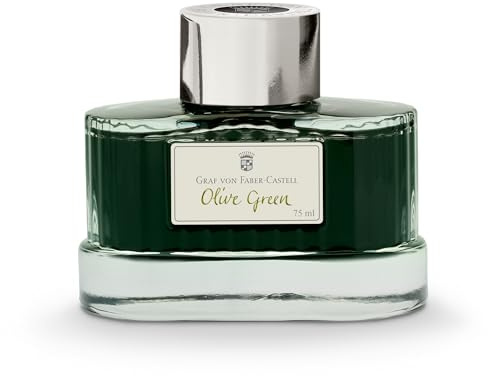 Graf von Faber-Castell 141015 - Tintenglas Olive Green, 75 ml, dokumentenechte Tinte im edlen Tintenfass