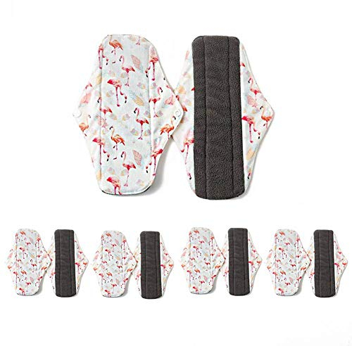 5 Stück Slipeinlagen Waschbar aus Bambusfaser, 18cm Waschbare Stoffbinden, Wiederverwendbare Binden, Damenbinden mit 1 Tragbare Tasche Wiederverwendbare