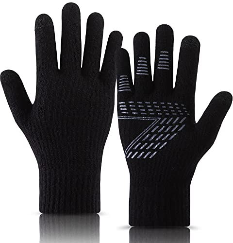 QICEDER Guantes Invierno Hombre termicos Mujer - Guantes tactiles movil Smartphone, Ciclismo Moto Bici Correr Aire Libre para Frio Antideslizantes Conducir Deporte Running (negro, L)
