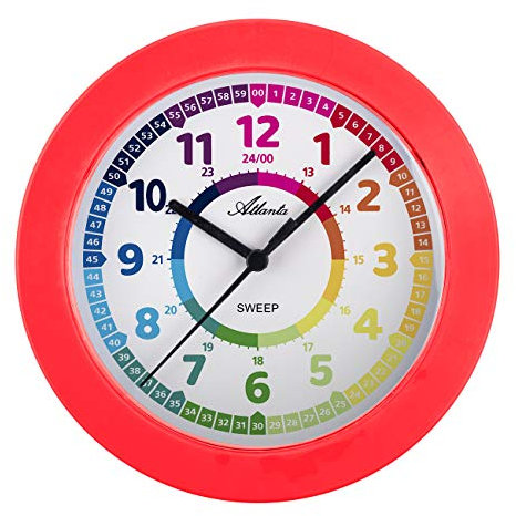 Atlanta Wanduhr für Mädchen für Kinder Rot Pink - 4483-1