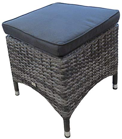 Mandalika Garden Polyrattan Stapelhocker - Beistelltisch Monaco Black Pearl, inkl. Auflage