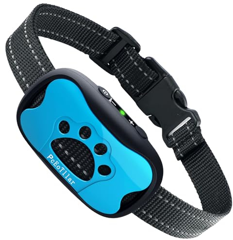 PcEoTllar Rechargeable Bark Collar with Vibration & Beep, No Shock, Blue