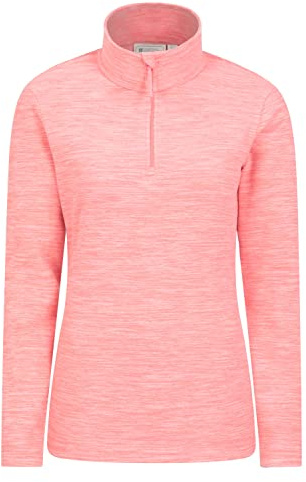 Mountain Warehouse Snowdon Melange Fleece-Pullover Damen - dünner, Warmer Winter-Pullover aus Fleece für Damen zum Laufen, Wandern, Joggen und für Sport und Outdoor Korallenrot Damengröße EU 38