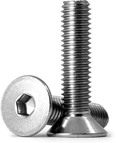 Tornillos de cabeza avellanada con hexágono interior, M5 x 20 mm, acero inoxidable 304, rosca completa