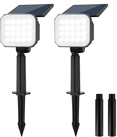 NATPOW Eclairage Exterieur Solaire avec Detecteur Lot de 4, 3 Modes 6000K Spot Solaire Exterieur Puissant, Étanche IP65 Lumiere Solaire Exterieur pour Jardin, Chemin, Garage, Arrière-cour