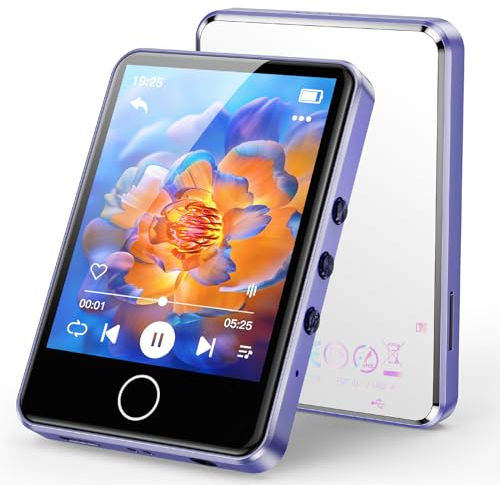 AGPTEK 64GB MP3 Reproductor Bluetooth 5.3, 2.8 Pantalla Táctil Completa, MP3 HiFi Música Portátil sin Pérdida, MP3 Player con Line-in,Radio FM,Grabación,E-Book, Soporta 128GB TF(No Incluido),Púrpura
