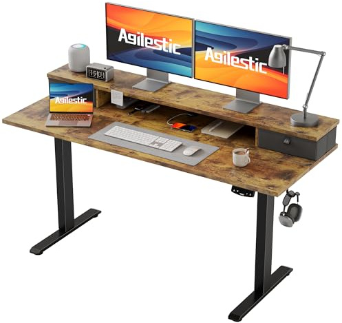 Agilestic Höhenverstellbarer Schreibtisch mit 2 Schubladen