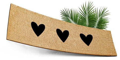 ElbFuchs® Zerbino in Cocco 75x25 cm | Cuori Neri | Extra Resistente e Antiscivolo | Tappeto in Cocco Interno Stretto | Zerbino Esterno Ingresso Originale | Zerbini per Ingresso