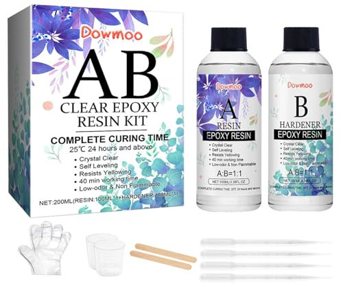 Epoxidharz, transparentes Epoxidharz, kristallines Epoxidharz-Set, hochglänzend und blasenfrei, Beschichtungsharz-Set für die Schmuckherstellung