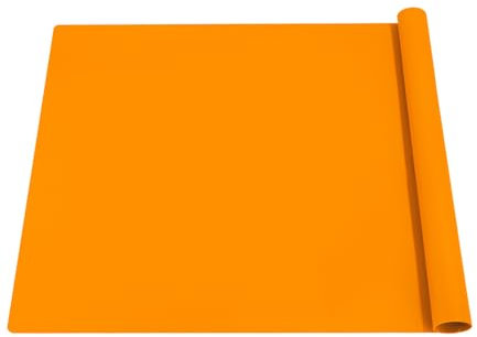 Silikonmatte Groß 70x50 cm, Silikonmatte für Epoxidharz, Bastelunterlage, Silikon Bastelmatte, Malunterlage für Kinder, Mehrzweck Antihafte Rutschfeste Silikon Unterlage, Platzset(Orange)
