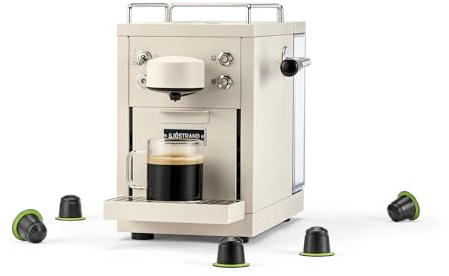 Sjöstrand The Original Espressomaschine - kompatibel mit Nespresso, Edelstahlgehäuse, Skandinavisches Design, Beige