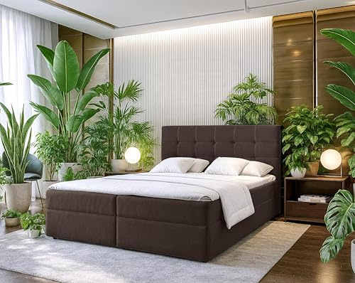 AXLIVING Stauraum Boxspringbett Braun 180x200 cm Geceteni Doppel Bett