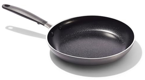 OXO Enhanced 10” Frying Pan Skillet, Nontoxic PFAS-Free Ceramic Nonstick Cookware, BPA-Free Silicone Handles, Dishwasher & Oven Safe, Black