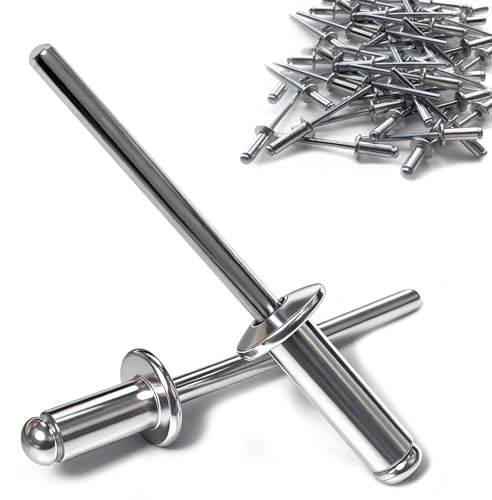 PDKKFF 150 Stück Alu Blindnieten 4x10mm Kuppelkopf Popnieten Silber