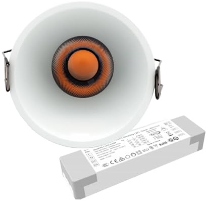Lumenmeister EDGE-LE-W-12-TW tunable white (HCL) inbyggd spot i set med AIDimming PE-L12DCA DALI-2 DT8 LED-drivare (konstant ström)