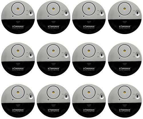 WER Ultra-Dünner Fensteralarm Glasbruchalarm Mini-Alarmanlage Aufkleber Alarmanlage mit Erschütterungssensor, Security Alarmsirene bis 100dB, 50m Reichweite Batteriebetrieb (12pcs)