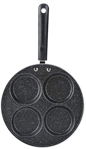 Agatige Poêle à Omelette 24cm, Poêle à Crêpes 4 Trous Céramique Antiadhésive Enduite Poele a Pancakes pour La Cuisson Des œufs, des Steaks et des Crêpes(2 Round Holes + 2 Cœur Holes)