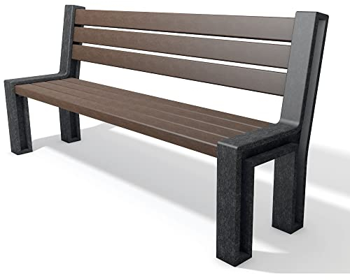 hanit® Hyde Park, zweifarbige Gartenbank mit Lehne, wetterfeste Parkbank aus Recycling-Kunststoff (1,65m)