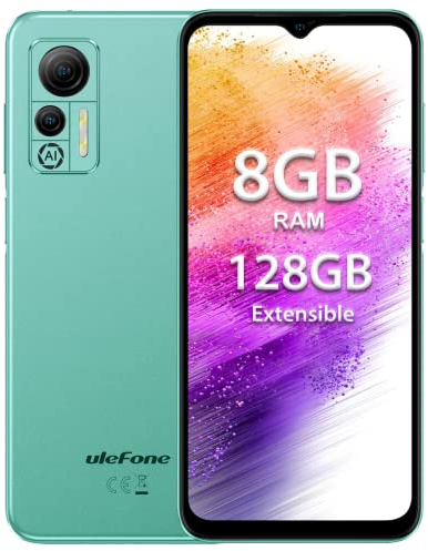 Ulefone Note 14(2023) Telephone Portable, Smartphone Pas Cher 8Go + 64Go, Android 12, 4500mAh, 13MP+5MP, Écran 6.52 HD+, Design Fin et Léger, 4G Dual Sim/Face ID/OTG Téléphone Pas Cher - Vert