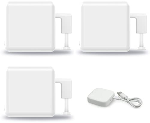 DAZZLEEX Interruttore intelligente pulsante pusher, 3 pezzi Smart Fingerbot Robot Interruttore per Bot Pulsante Push per Smart Life Telecomando Bianco con HUB