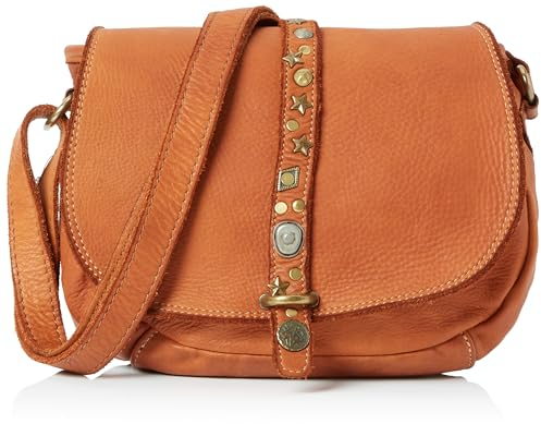 NALLY Women's Ledertasche mit Nieten Damen Schultertasche, Kamel