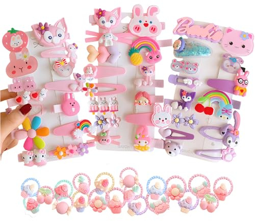 62PCS Girls' Hair Accessories Set: Toddler Barrettes, Flower, Rainbow, Candy Fruits Clips, Hair Pins, and Cute Hair Clips for Girls & Baby (Style 1)