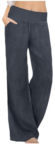 Baggy Jeans Damen Leicht Sommerhose Weite Beine Yogahose Denim-Imitat Jogginghose Klassische Sommer Jeanshose Hohe Taille Hose Casual Strandhose Locker Freizeithose Stretch Sporthose Laufhose