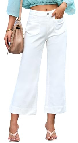 Roskiky Boyfriend Jeans for Women UK Denim Joggers Women Women's Summer Jeans Cream White S