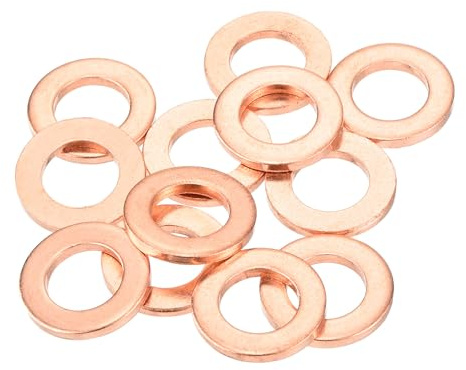 QUARKZMAN 12 Pièces Rondelles Plates en Cuivre, Rondelles d'Écrasement Plates Métriques en Cuivre Amélioré de 10x18x2mm pour Raccords Hydrauliques Vis Écrou Réparation Électronique
