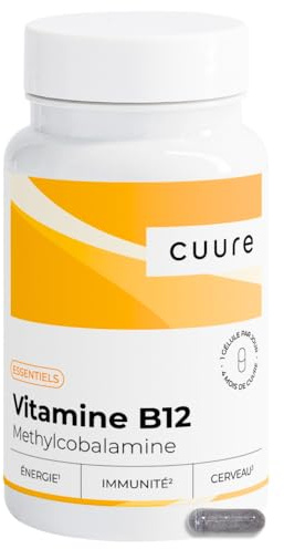 Vitamine B12 Vegan 1000 µg - CUURE - 120 Jours - Forme Méthilcobalamine Hautement Assimilable - Immunité, Anti-Fatigue & Système Nerveux - Fabriqué en France