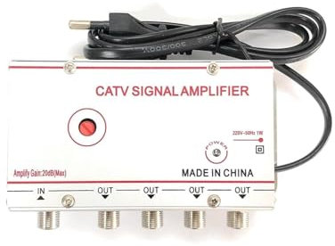 SQUADO Amplificatore di Segnale CATV, 4 Uscite, Guadagno 20dB, 220V-50Hz