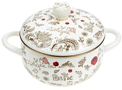 IMIKEYA Casa Pentola per Stufato Pentole per Stufato Smaltate Pentola per Brodo Padella per Brasare Isolata con Coperchio Casseruola con Coperchio Bacinella Pentola per Cucinare Smaltata