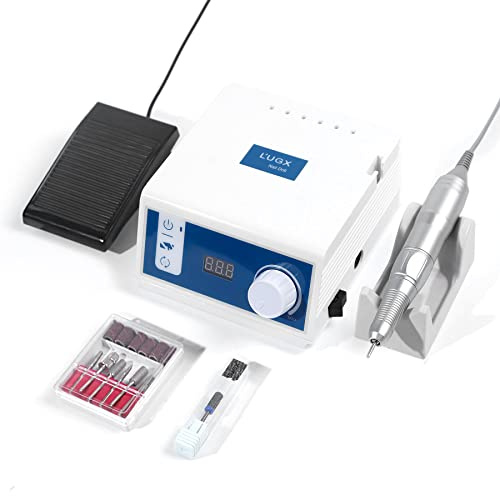 L'UGX Fresa professionale per unghie – Motore brushless 45.000 giri/min, lima elettrica per unghie in gel e acrilico, set per pedicure e manicure elettrico, controllo manuale e pedicure, silenziosa e