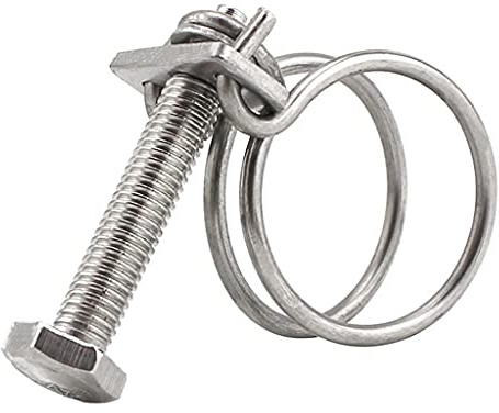 Slangklämma i rostfritt stål， 304 Rostfritt Stål Dubbel Ståltrådsklämma Slangklämma Justerbara Rörklämmor, for Vattenslangklämma VVS Fästelement(Dia38 3mm(2pcs))